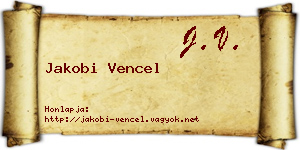 Jakobi Vencel névjegykártya